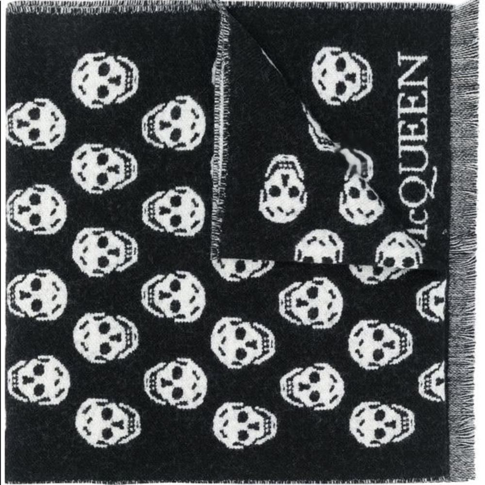 Alexander McQueen Skull Intarsia Knit Wool Scarf